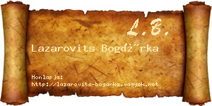 Lazarovits Bogárka névjegykártya